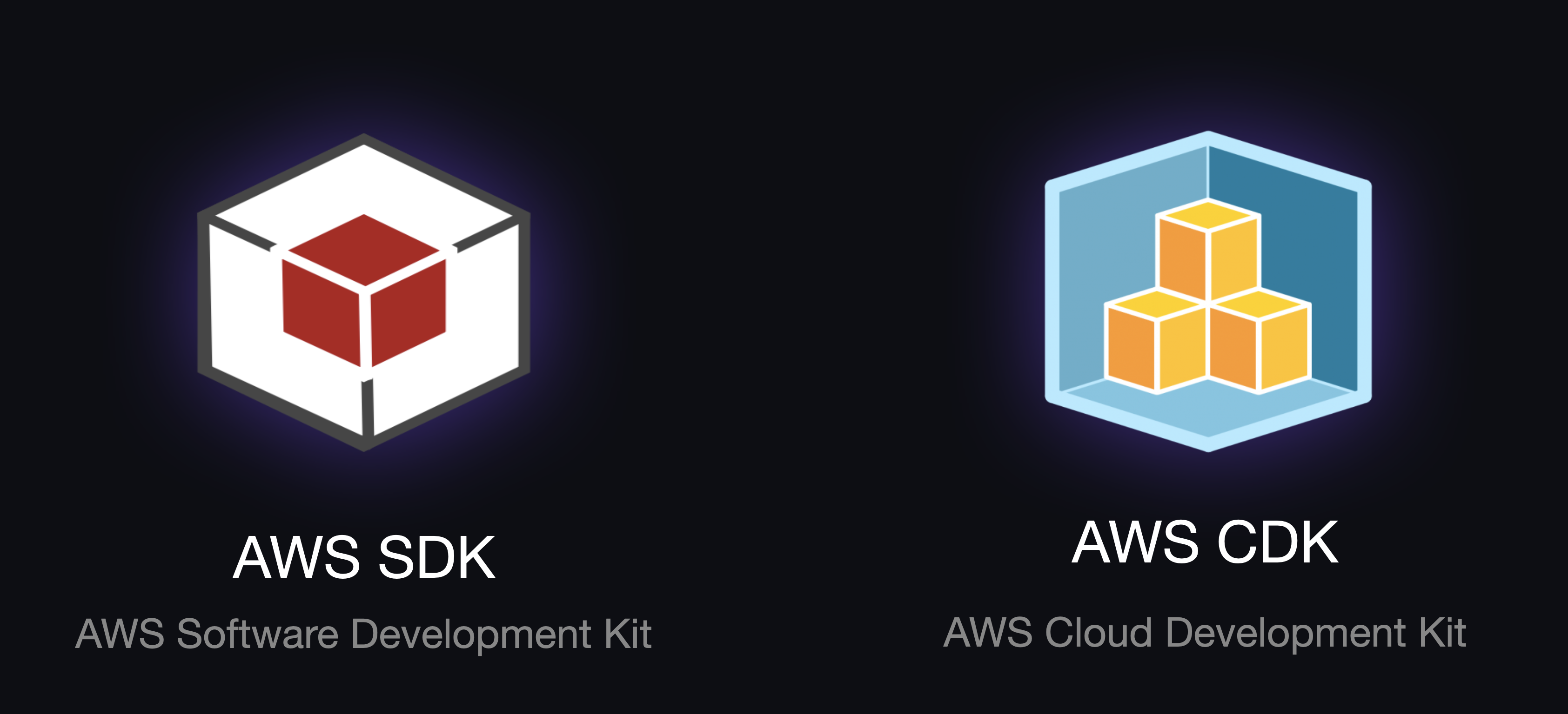 Logos for AWS SDK and AWS CDK.
